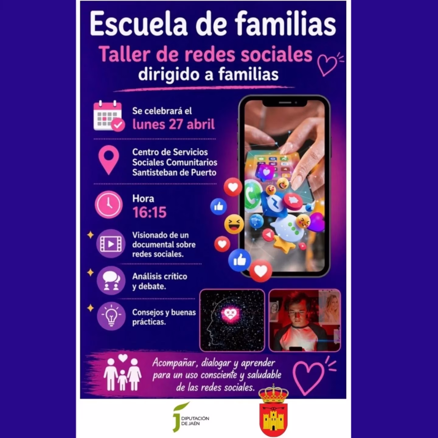 Taller de redes sociales dirigido a familias en Santisteban del Puerto