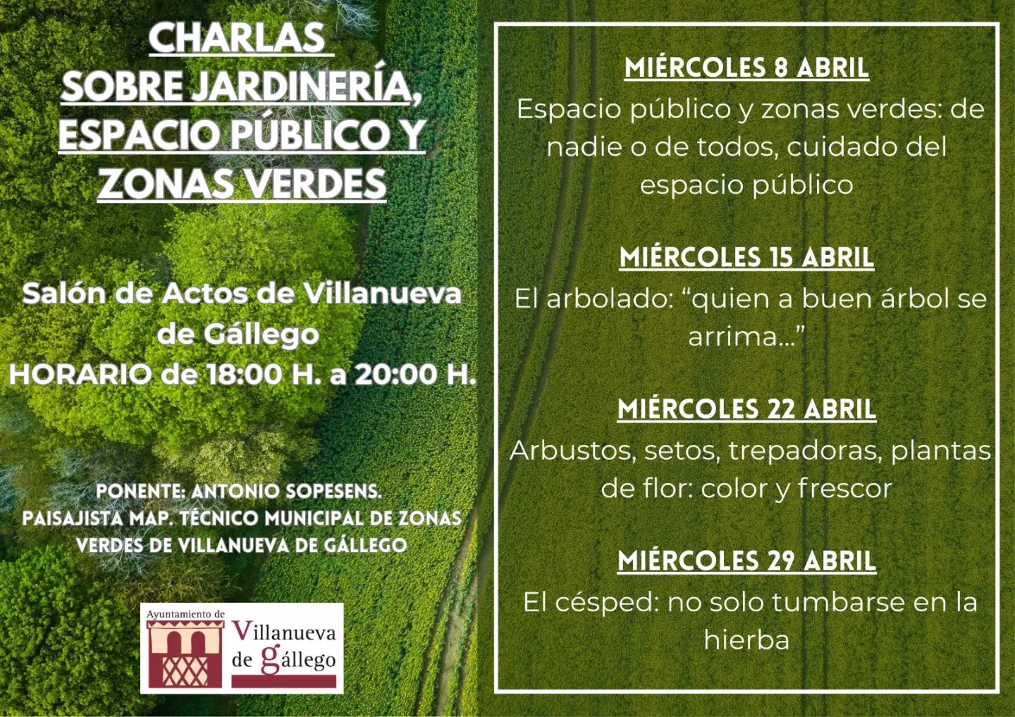 Charlas sobre Jardinería, Espacio Público y Zonas Verdes en Villanueva de Gállego