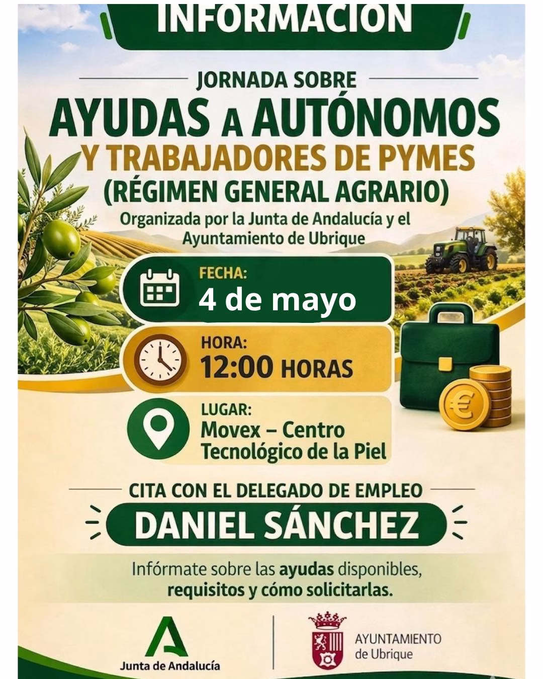 Jornadas Informativas: Ayudas a Autónomos y Trabajadores de PYMES (Régimen General Agrario) en Ubrique