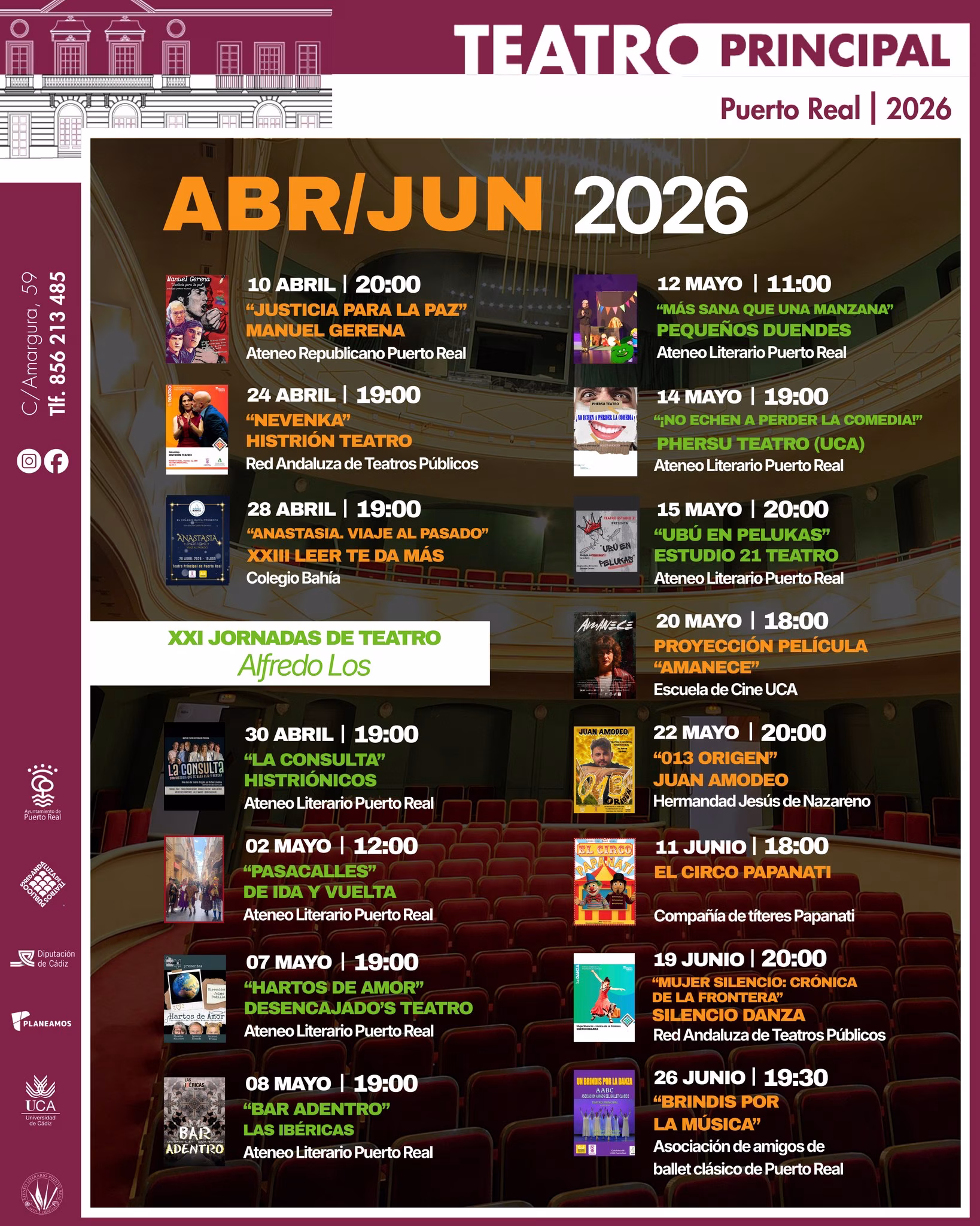 Programación Teatro Principal | Abril–junio 2026 en Puerto Real