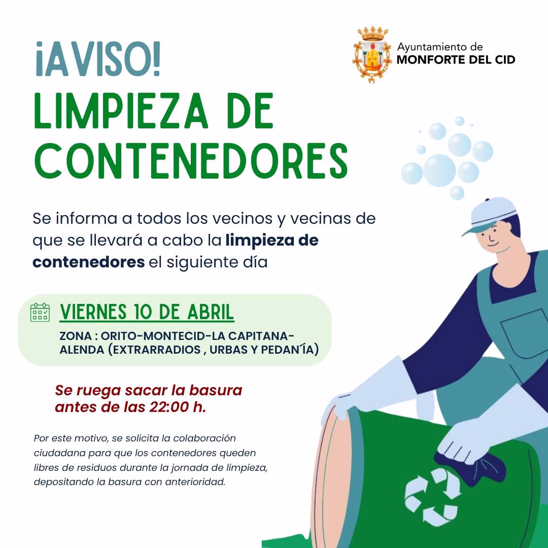 Limpieza de contenedores en Monforte del Cid