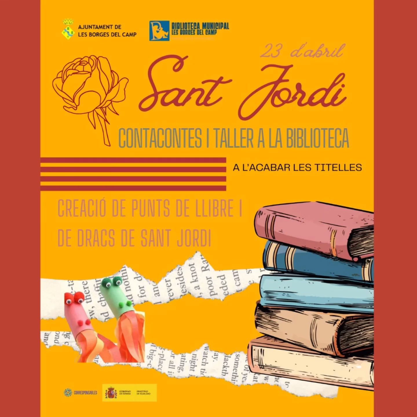 Cuentacuentos y talleres de Sant Jordi en Les Borges del Camp