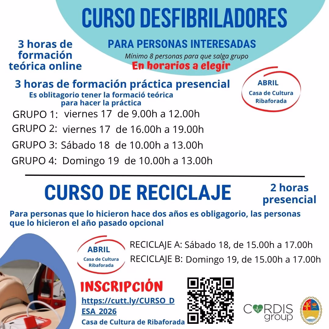 Formación en uso de desfibrilador (DESA) en Ribaforada