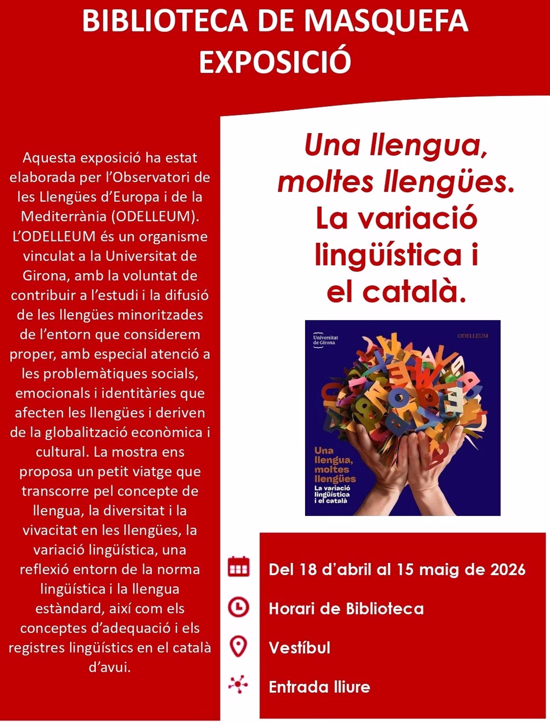 Exposició "Una llengua, moltes llengües" en Masquefa