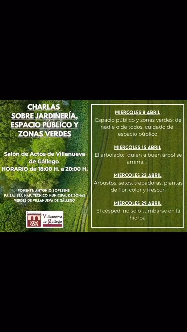 Charlas sobre Jardinería, Espacio Público y Zonas Verdes en Villanueva de Gállego