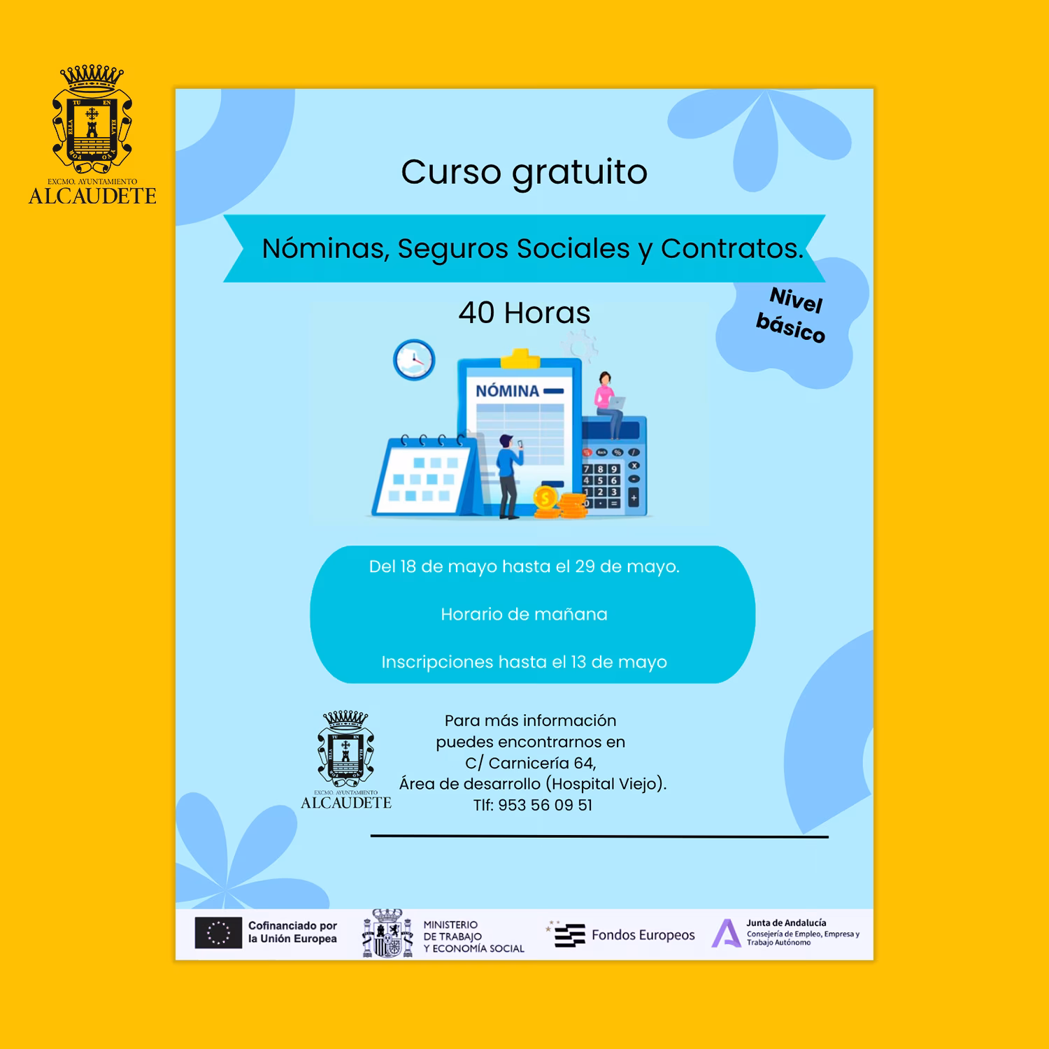 Curso gratuito de Nóminas, Seguros Sociales y Contratos en Alcaudete