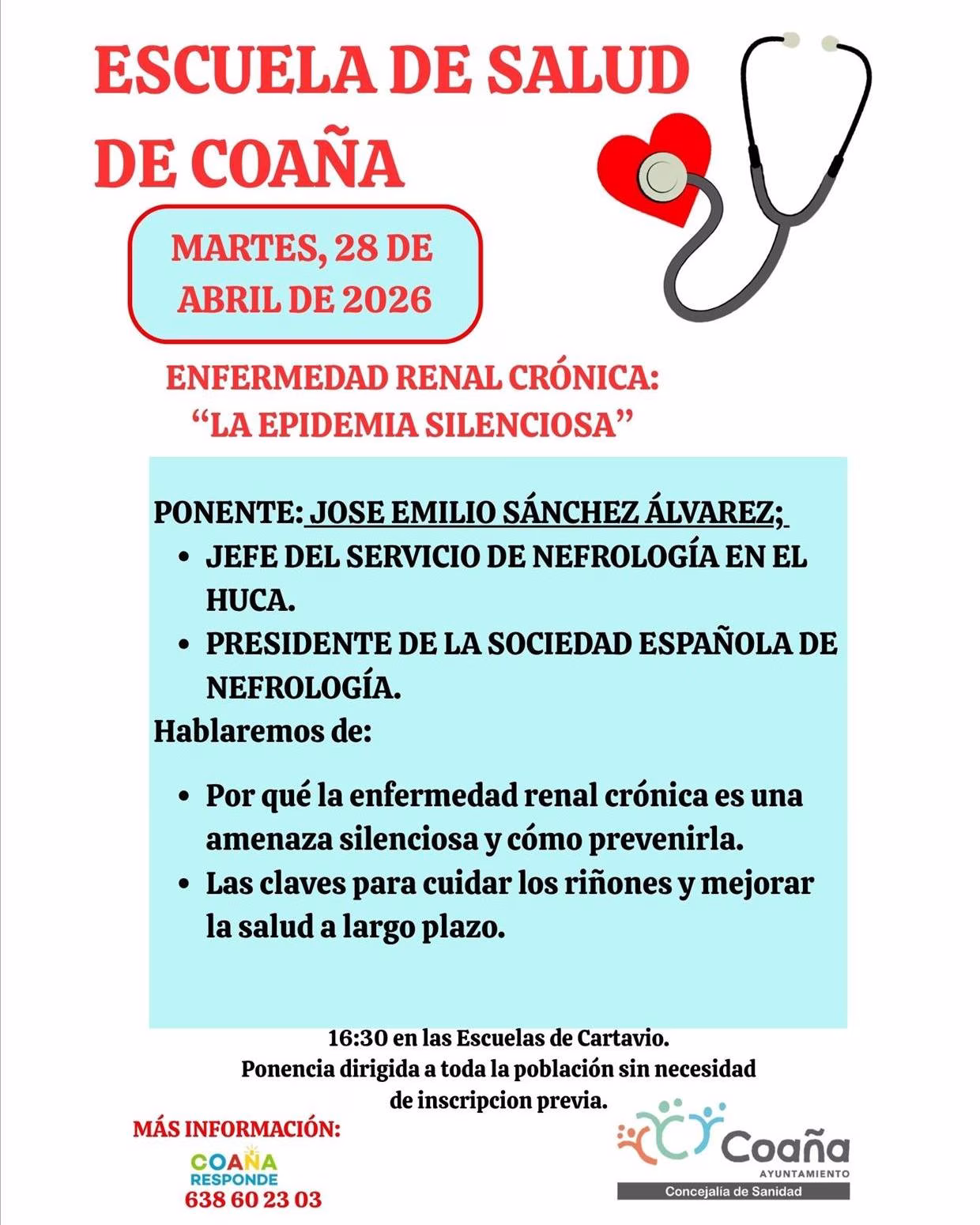 Conferencia: La Enfermedad Renal Crónica, 'La Epidemia Silenciosa' en Coaña