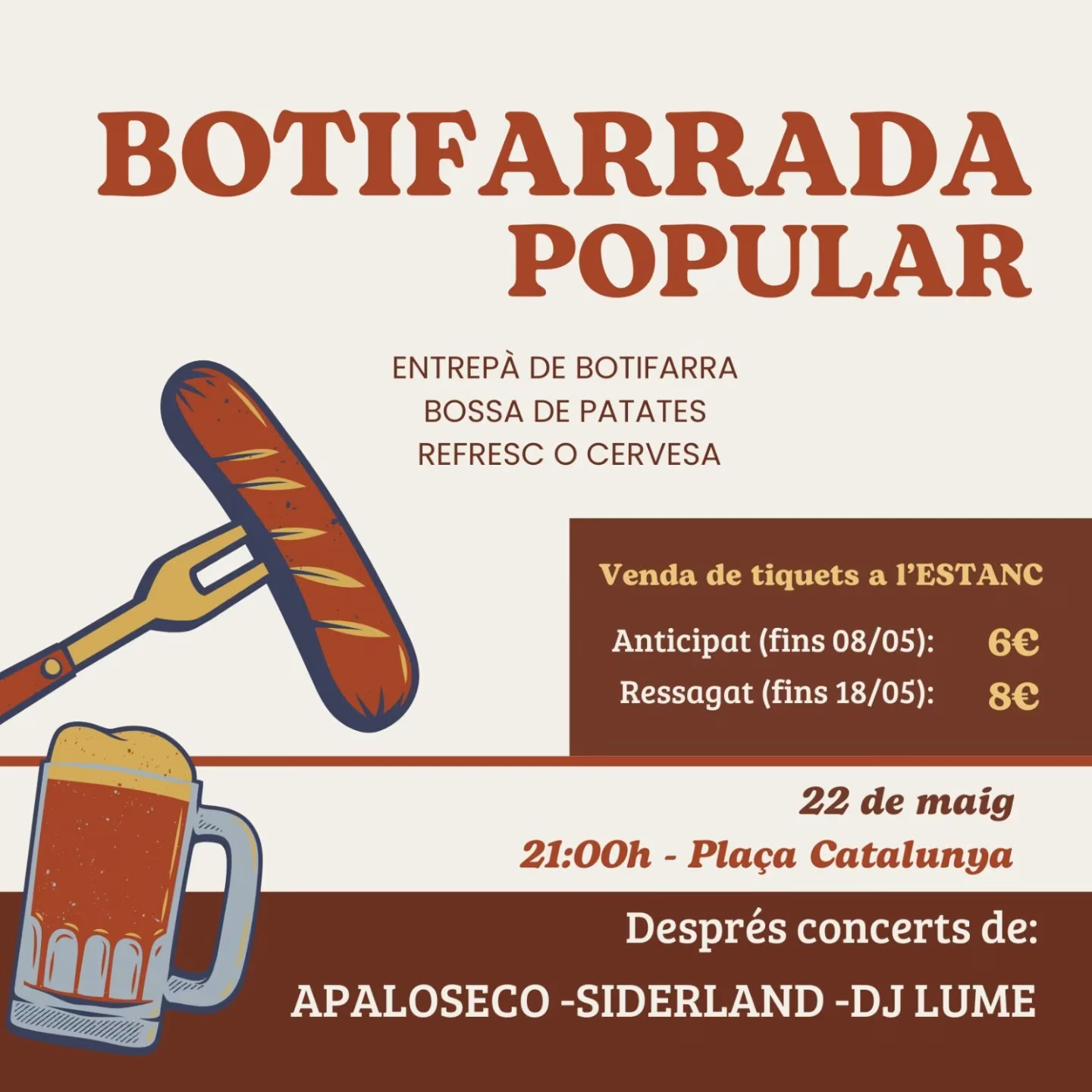 Botifarrada Popular amb concerts d'Apaloseco, Siderland i DJ Lume en Castellfollit de la Roca