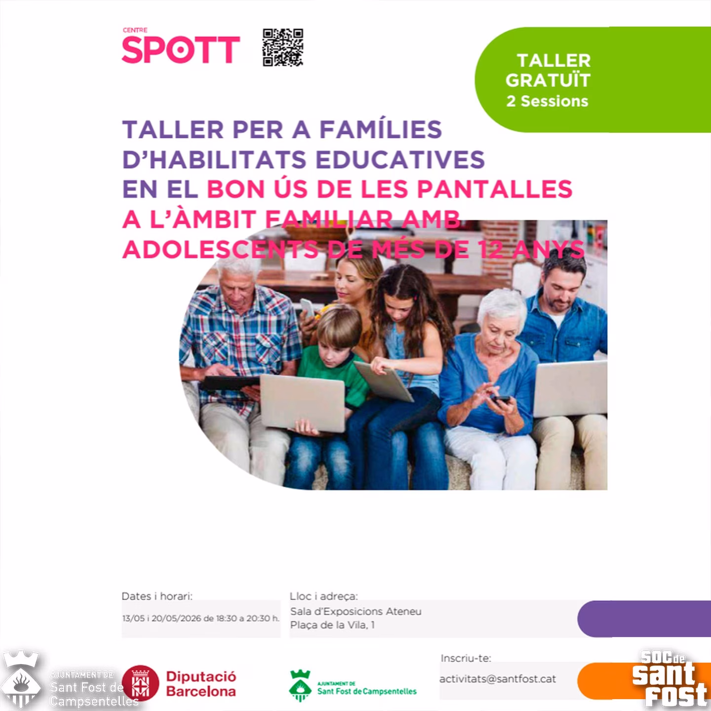 Taller gratuït per a famílies: bon ús de les pantalles en Sant Fost de Campsentelles