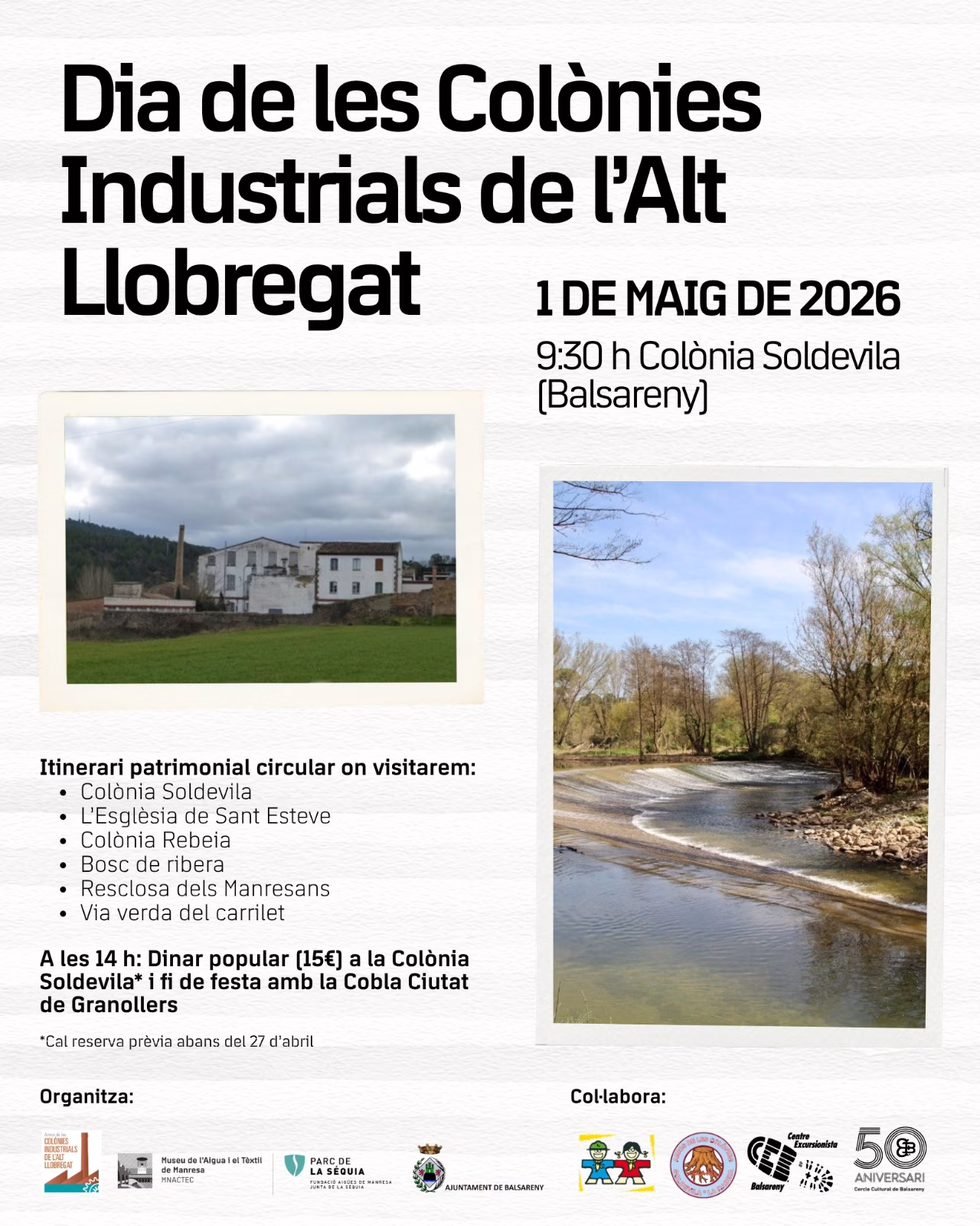 Dia de les Colònies Industrials de l'Alt Llobregat 2026 en Balsareny