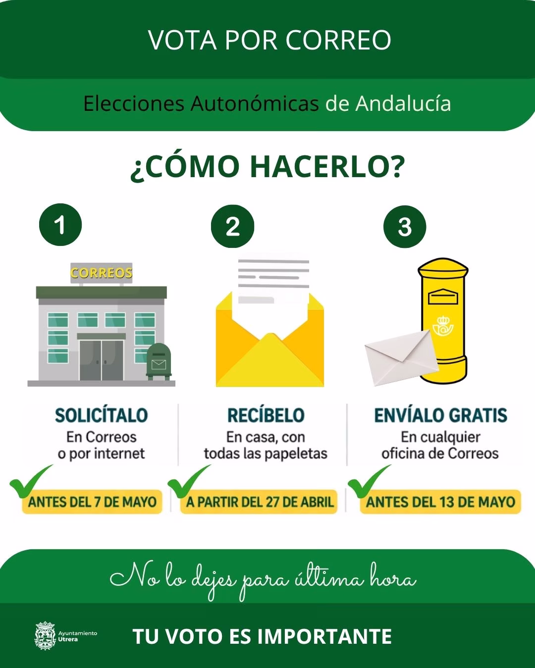 Solicitud de voto por correo para elecciones autonómicas en Utrera