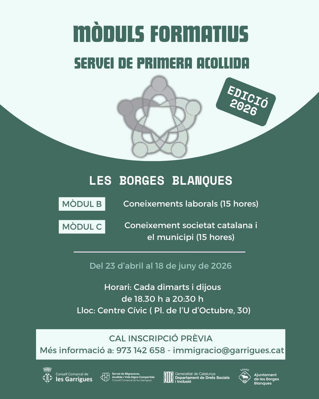 Mòduls Formatius Servei de Primera Acollida en Les Borges Blanques