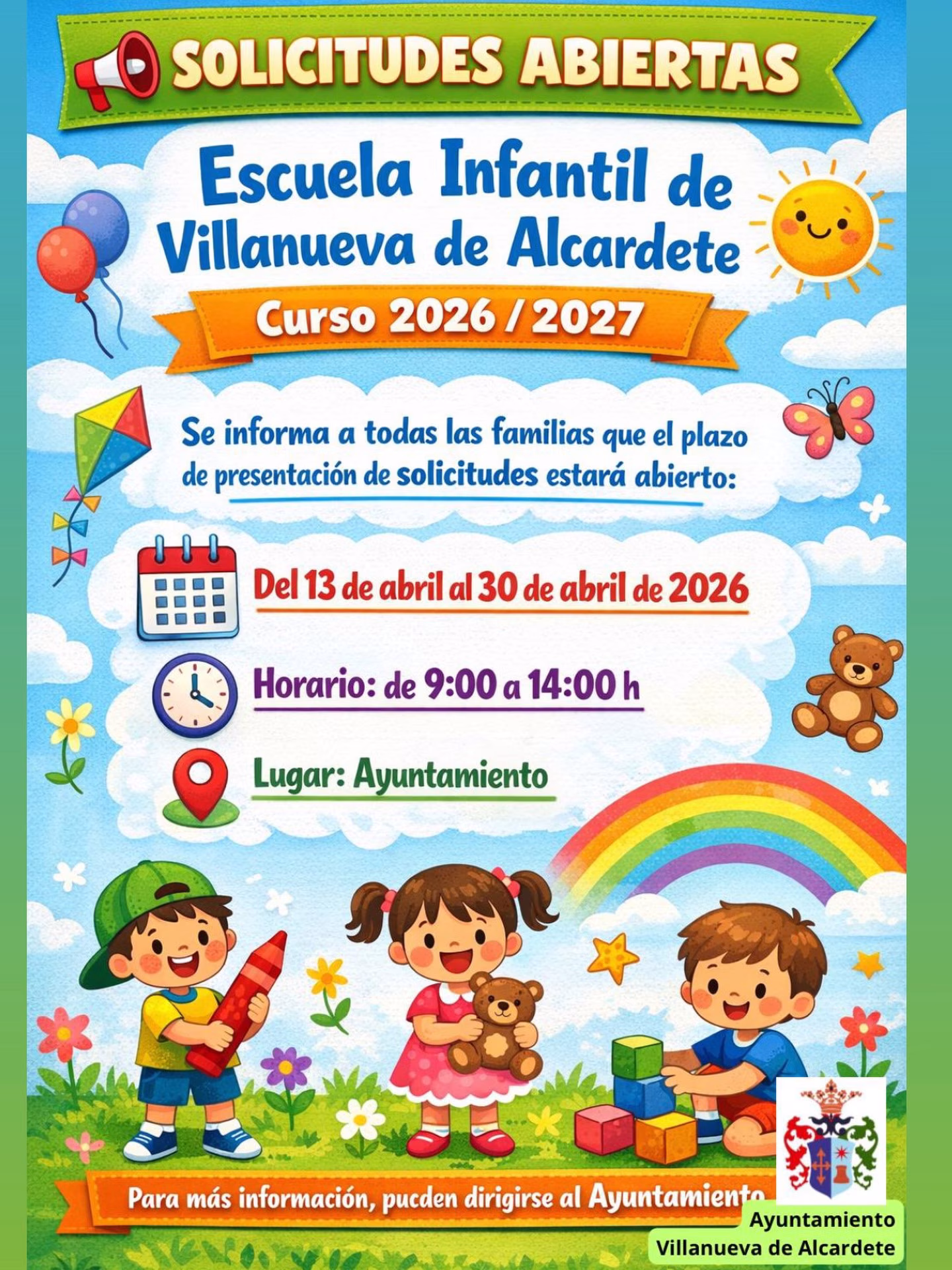 Escuela Infantil Municipal - Curso 2026/2027 en Villanueva de Alcardete