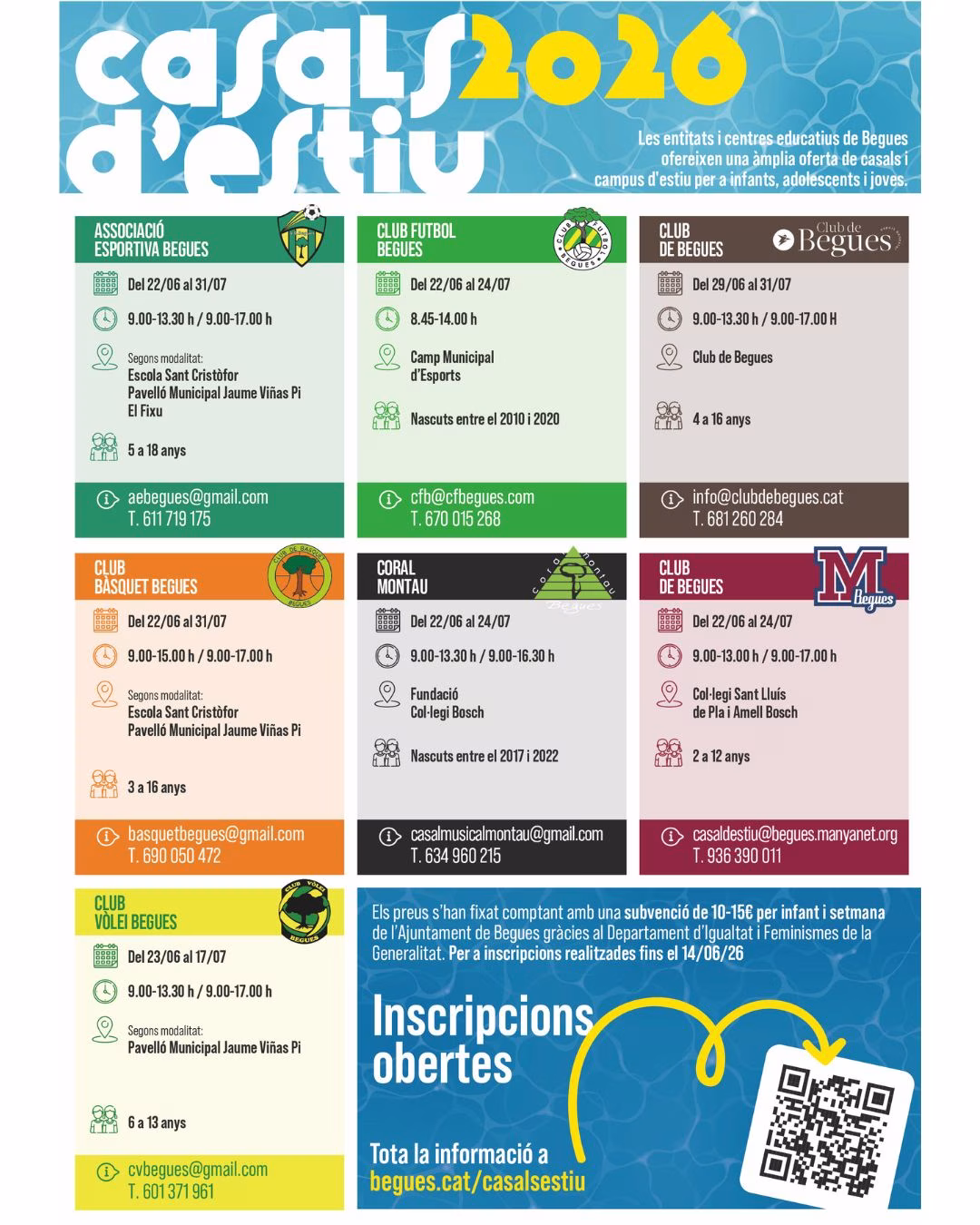 Casals d'estiu Begues 2026 en Begues