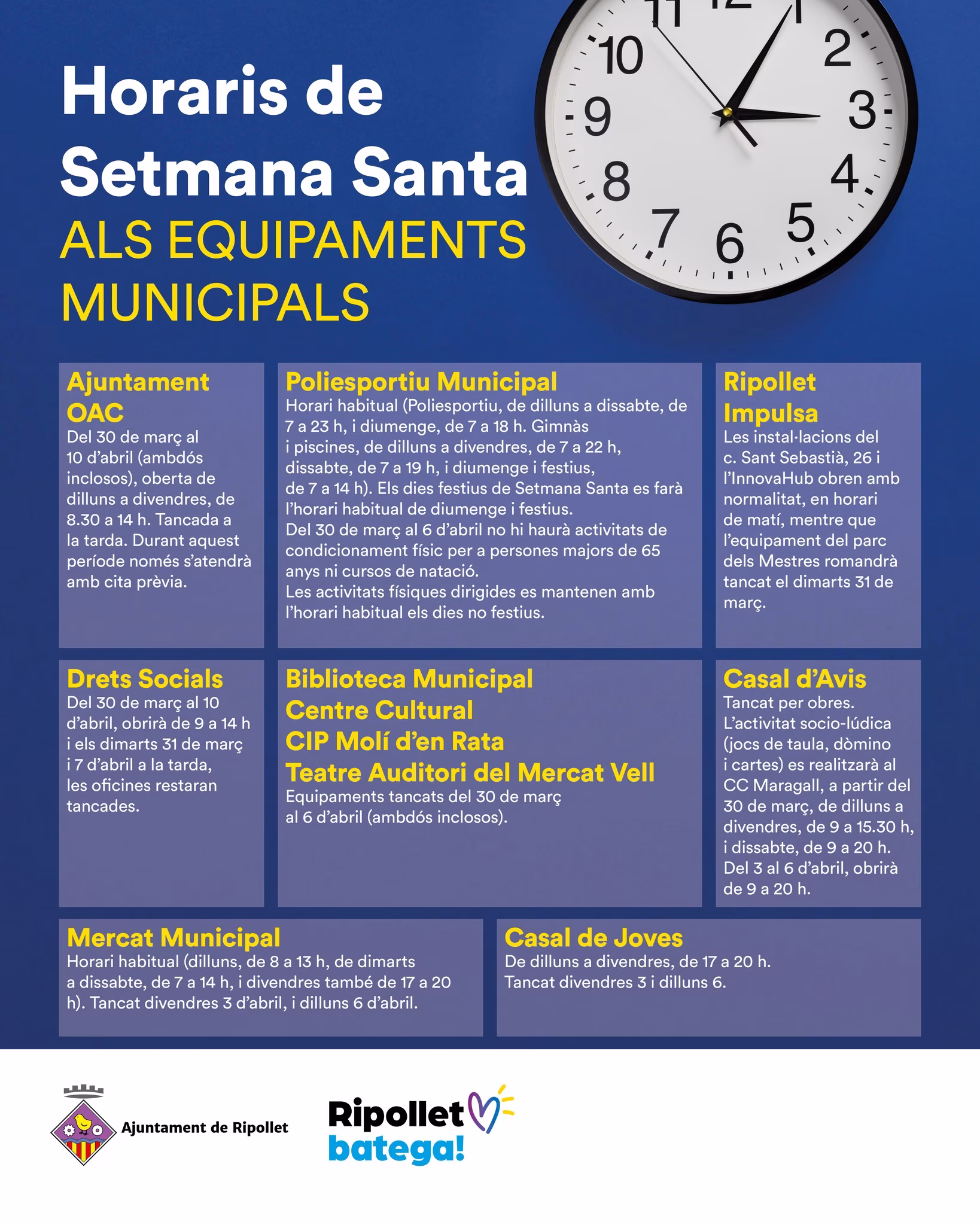 Horaris de Setmana Santa en Ripollet