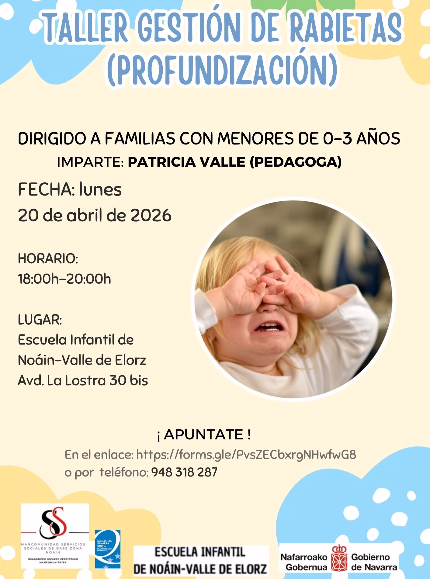 Taller Gestión de Rabietas (profundización) en Beriáin