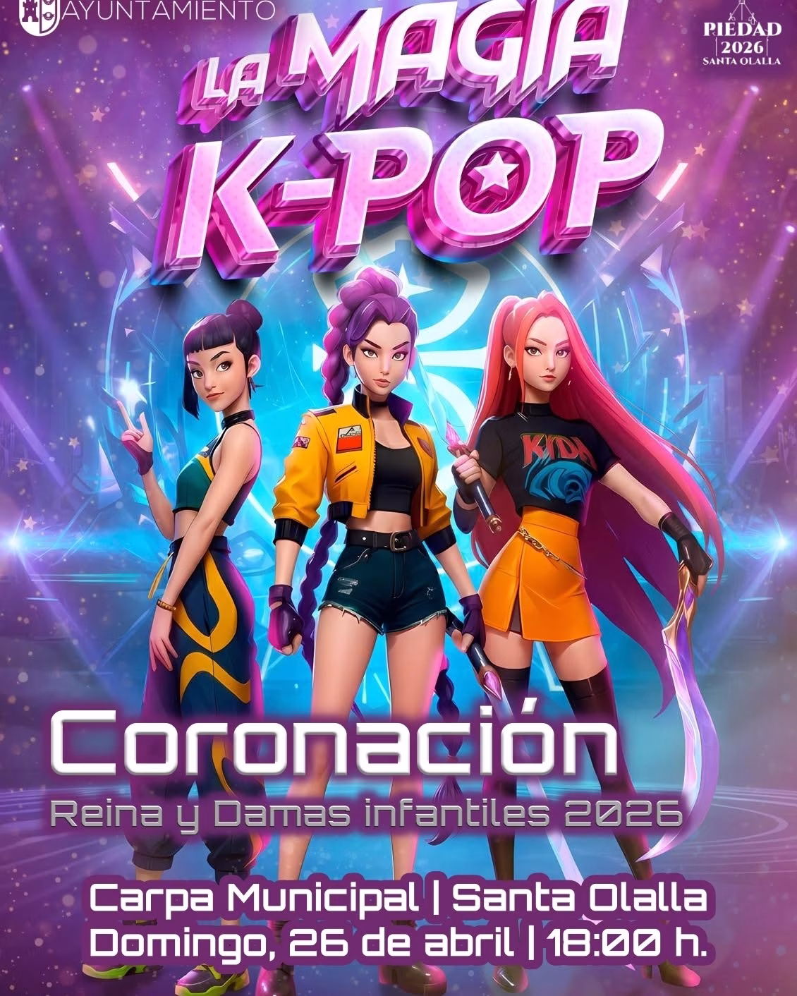 Coronación Reina y Damas Infantiles 2026 y Espectáculo Musical “La Magia K-POP” en Santa Olalla