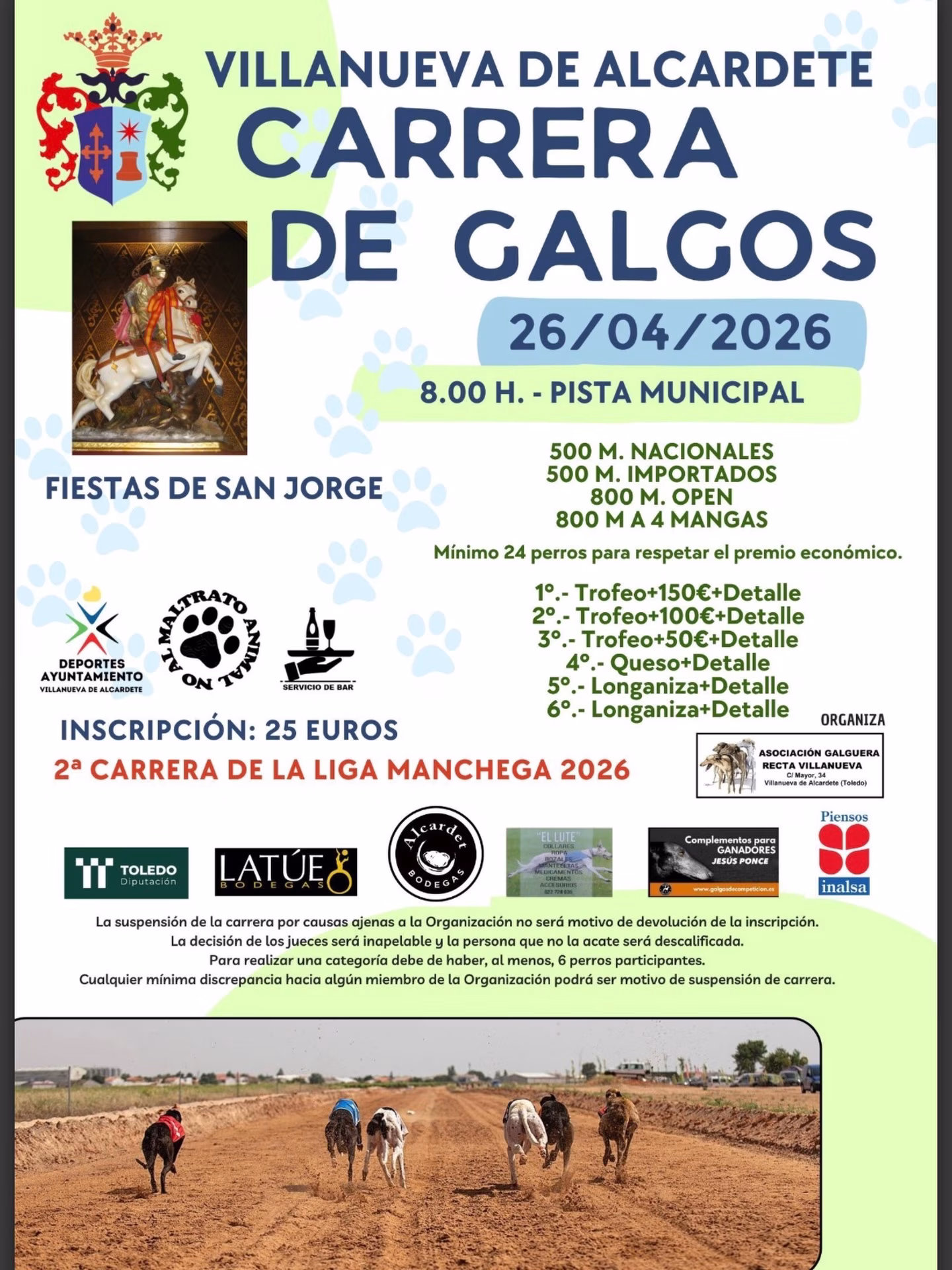 Carrera de Galgos en recta con liebre mecánica en Villanueva de Alcardete