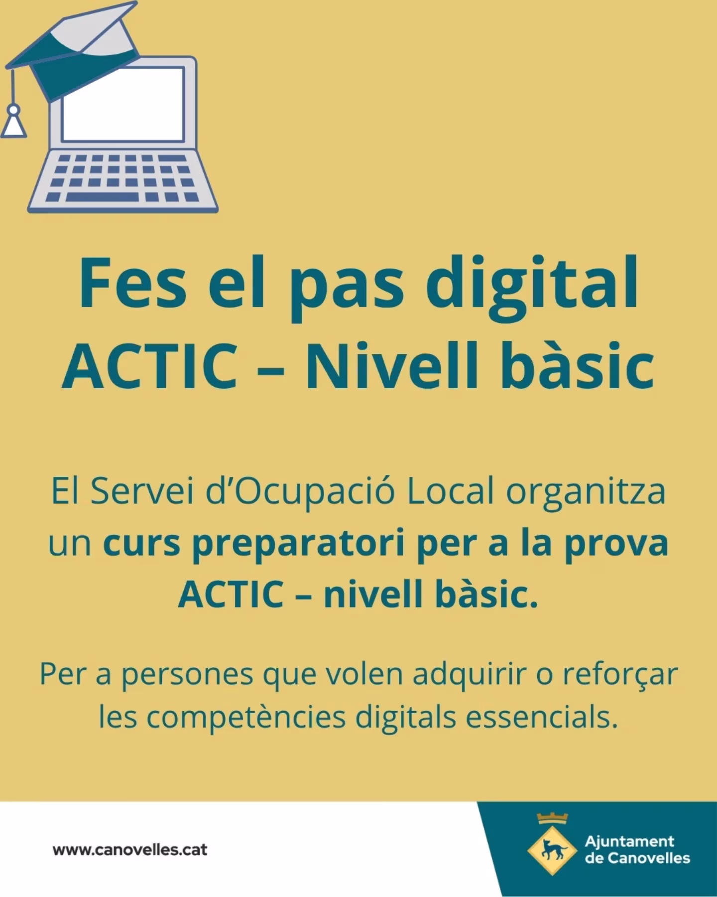 Curs preparatori per a la prova ACTIC – nivell bàsic en Canovelles