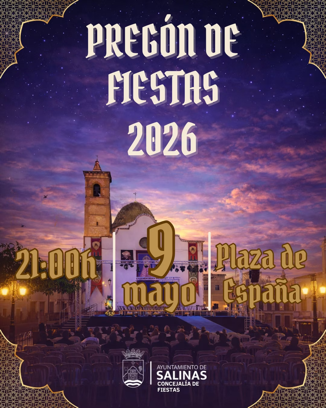Pregón de Fiestas de Moros y Cristianos 2026 en Salinas