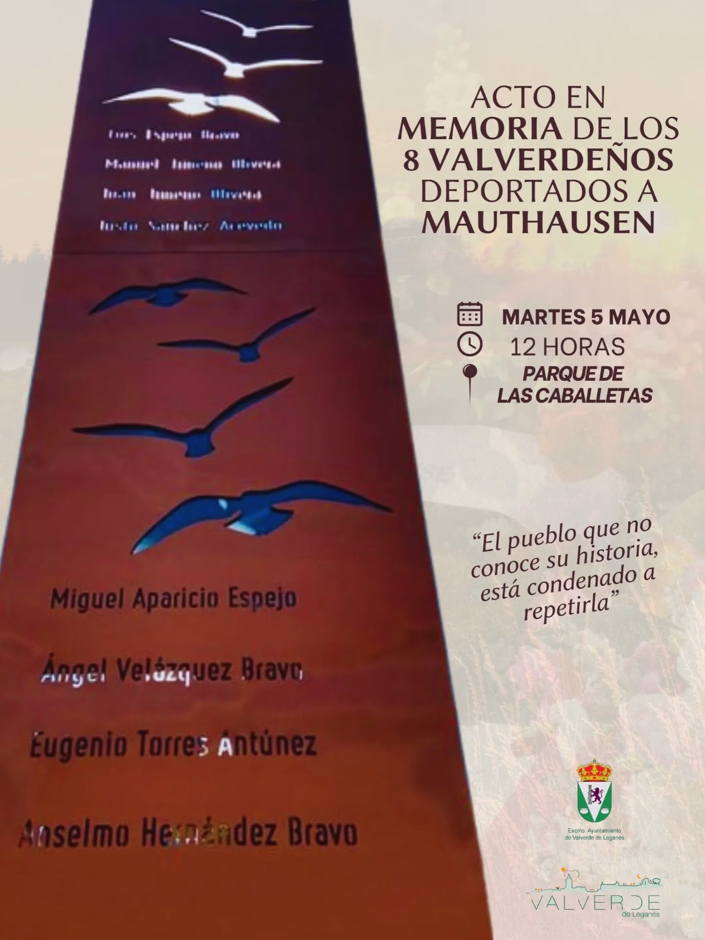 ACTO DE HOMENAJE A LOS 8 VALVERDEÑOS DEPORTADOS A MAUTHAUSEN en Valverde de Leganés