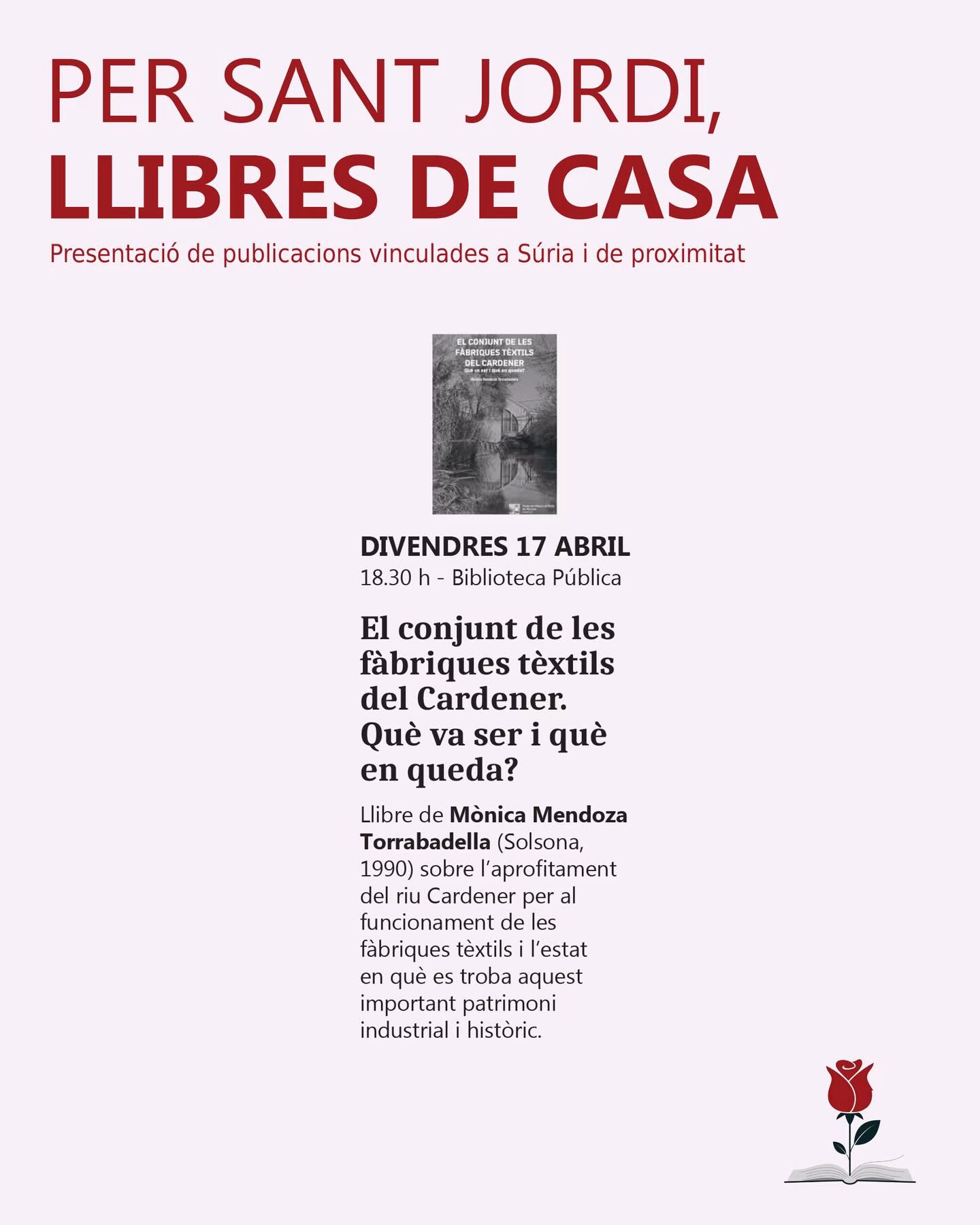Presentación del libro ‘El conjunt de les fàbriques tèxtils del Cardener. Què va ser i què en queda?’ en Súria