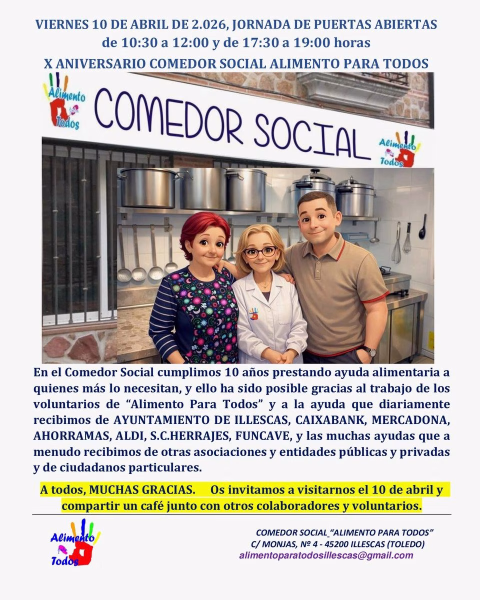 Jornada de Puertas Abiertas X Aniversario Comedor Social Alimento Para Todos en Illescas