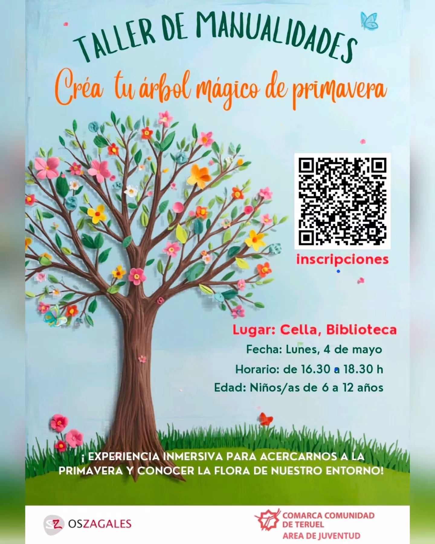 Taller de manualidades "Crea tu árbol mágico de primavera" en Cella