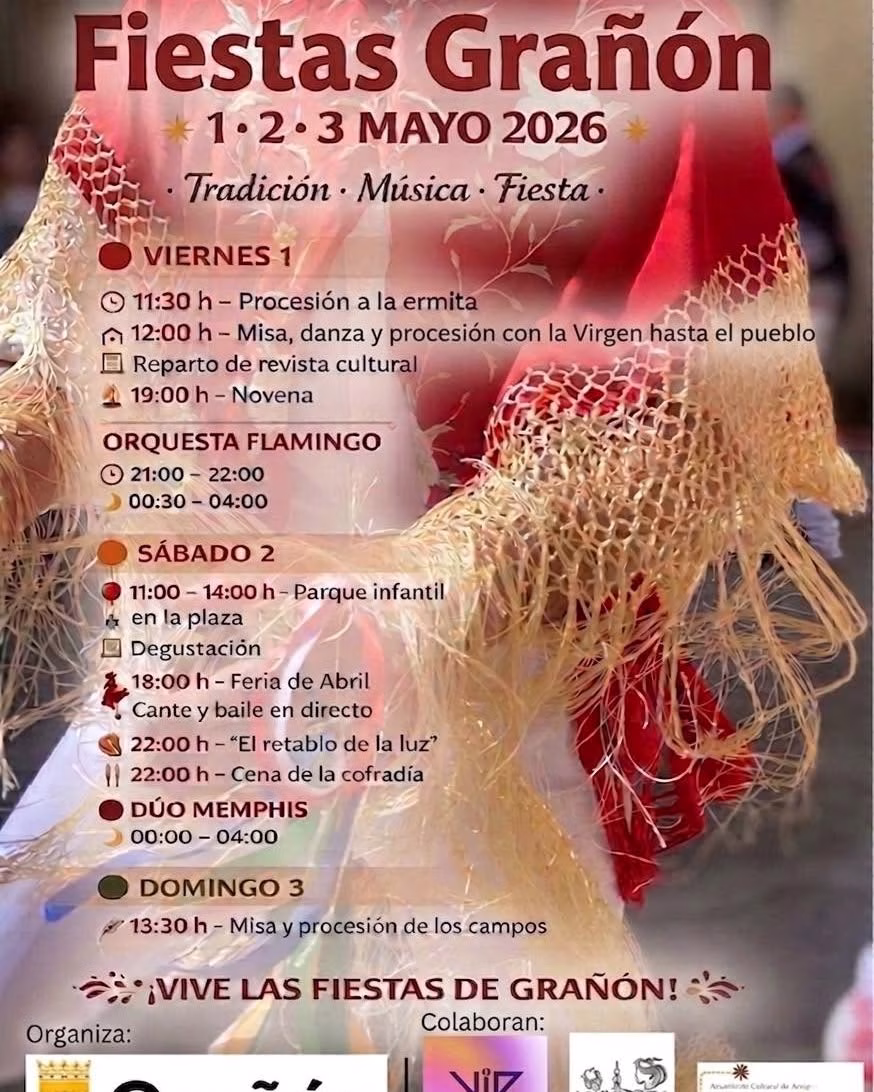 Viernes 1 de Mayo: Actos religiosos y baile con Orquesta Flamingo en Grañón