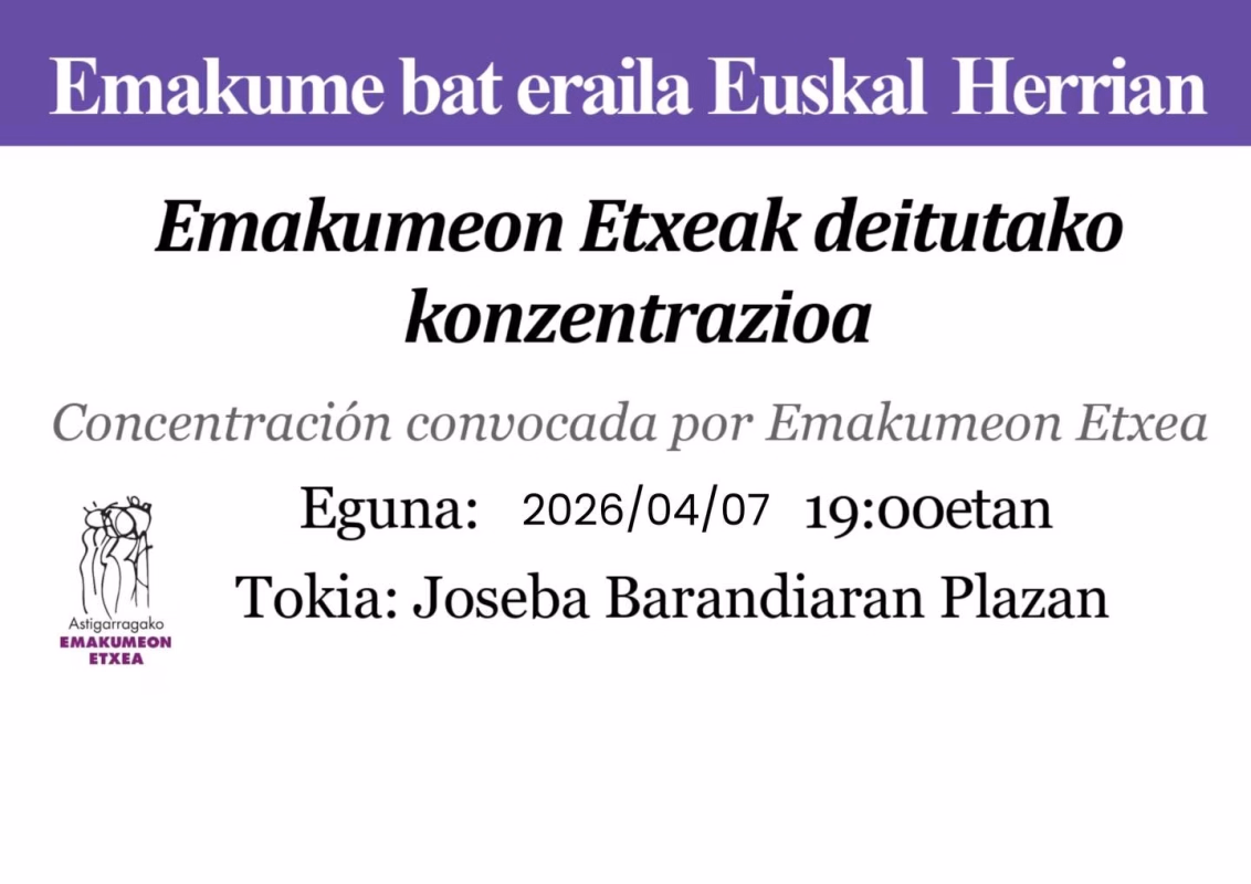 Concentración convocada por Emakumeon Etxea en Astigarraga