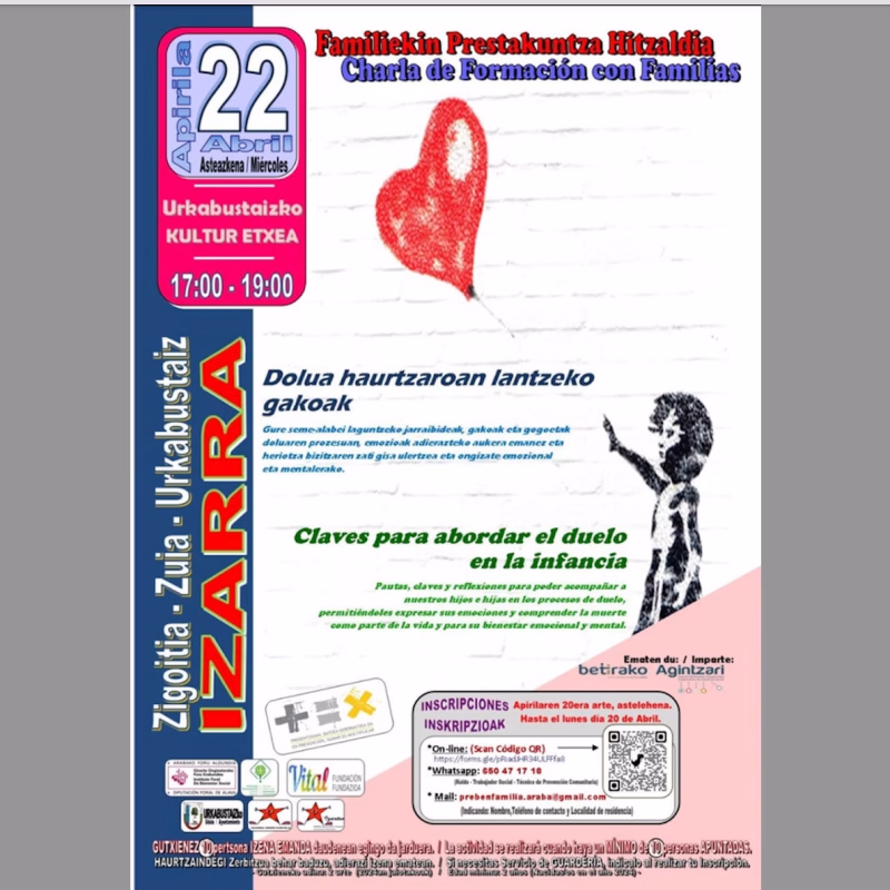 Taller para afrontar el duelo en la infancia en Urkabustaiz