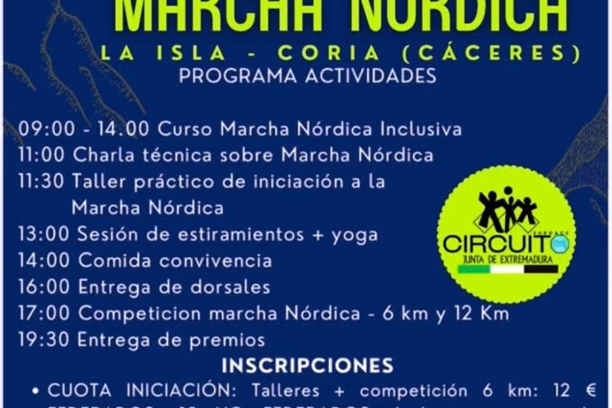 Cartel de I Prueba + Jornadas de Marcha Nórdica en Coria