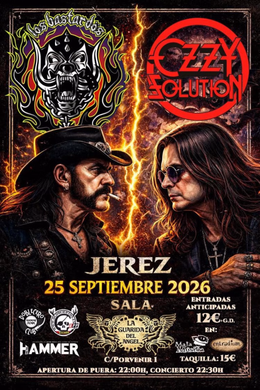 HOMENAJE OZZY OSBOURNE + MOTORHEAD by LOS BASTARDOS + OZZY SOLUTION en Jerez de la Frontera