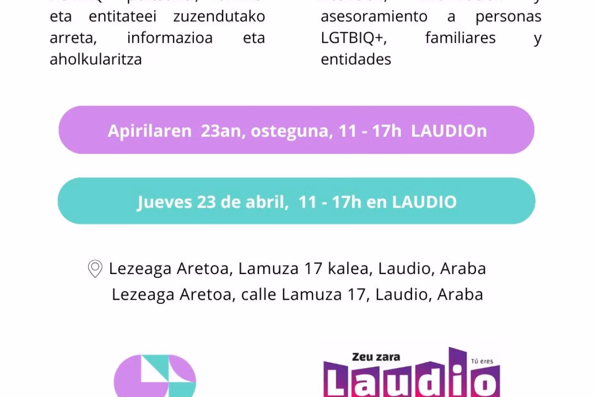 Servicio de atención, información y asesoramiento LTGBIQ+ en Llodio