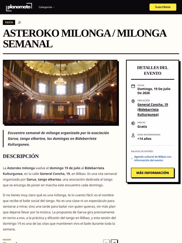 Asteroko milonga / Milonga semanal en Bilbao