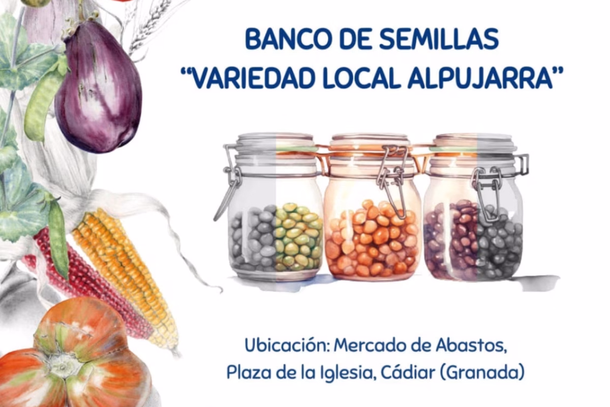 Cartel de Banco de Semillas "Variedad Local Alpujarra" en Cádiar
