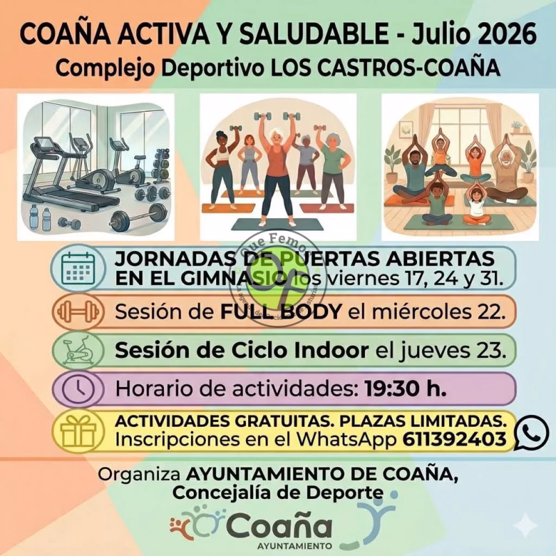Cartel de Coaña Activa y Saludable - Julio 2026 en Coaña