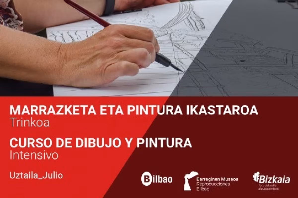 Cartel de "Curso de dibujo y pintura intensivo" en Bilbao