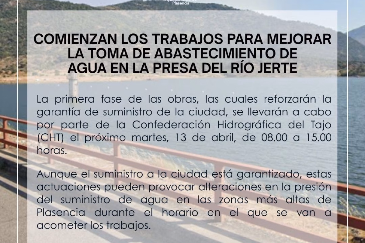 Mejora del abastecimiento de agua en Plasencia en Plasencia