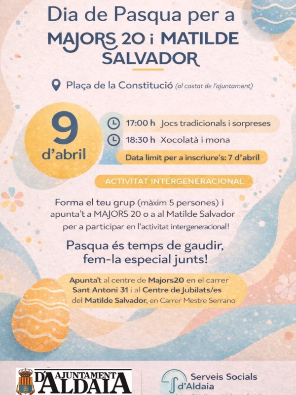 Dia de Pasqua per a Majors 20 i Matilde Salvador en Aldaia