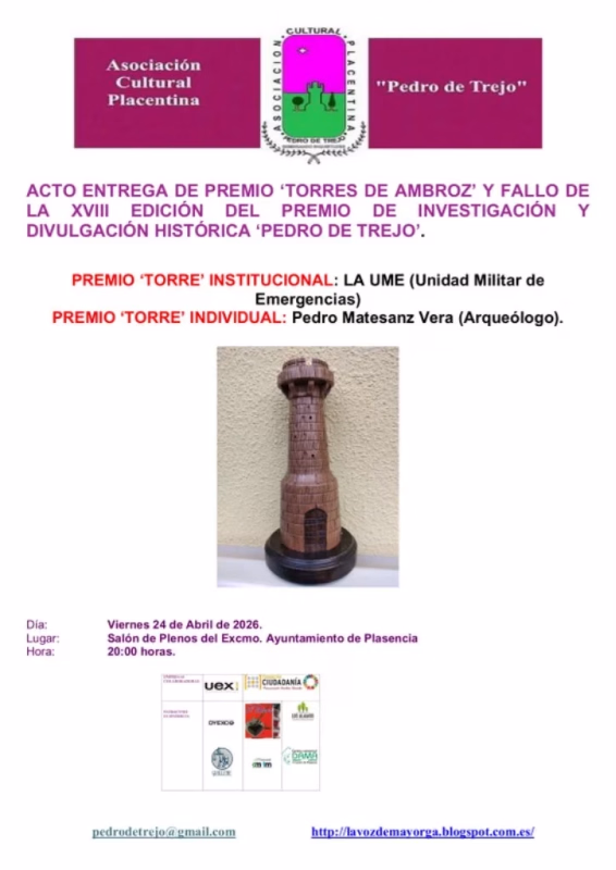Entrega de Premios Torre de Ambroz de Pedro de Trejo en Plasencia en Plasencia