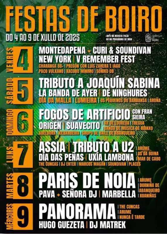 Cartel de Festas do Verán en Boiro en Boiro