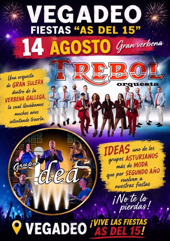 Cartel de Fiestas "As del 15" de Vegadeo 2026 en Vegadeo