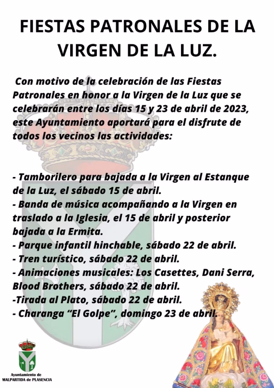 Fiestas de la Virgen de la Luz en Malpartida de Plasencia en Malpartida de Plasencia
