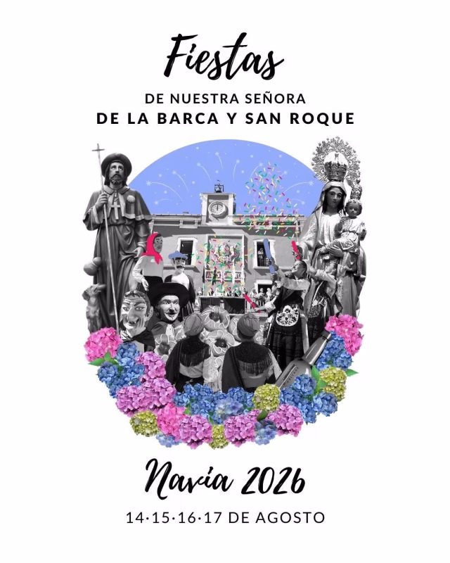 Cartel de Fiestas de Nuestra Señora de la Barca y San Roque 2026 en Navia en Navia