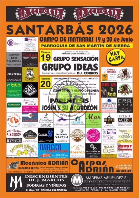 Cartel de Fiestas de Santarbás 2026 en Cangas