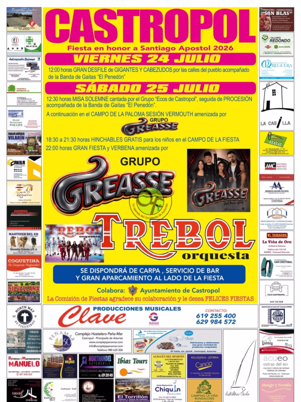 Cartel de Fiestas de Santiago Apóstol 2026 en Castropol en Castropol