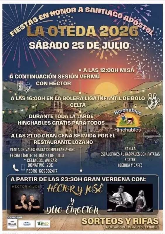 Fiestas de Santiago Apóstol 2026 en La Oteda en Tineo