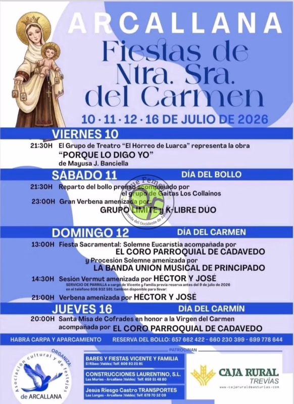 Fiestas del Carmen 2026 en Arcallana en Valdés