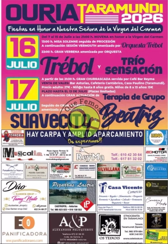 Fiestas del Carmen 2026 en Ouria en Taramundi